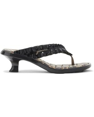 Ganni X Melissa Leopard-Print Heeled Sandals - Black