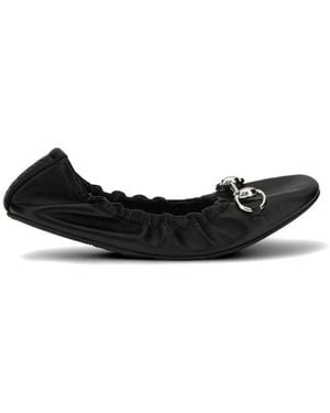 Gucci Prima Leather Ballet Flats - Black