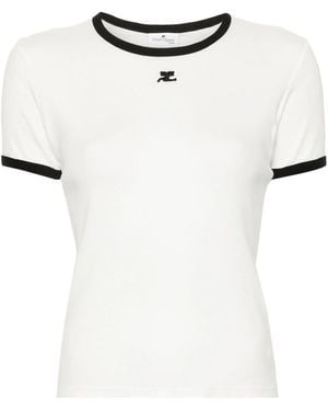 Courreges Courrèges Contrast Cotton T-Shirt - White