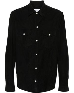 Eraldo Classic-Collar Suede Shirt - Black