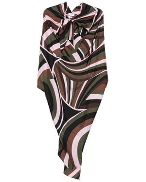 PUCCI Iride-Print Asymmetric Midi Dress - Black
