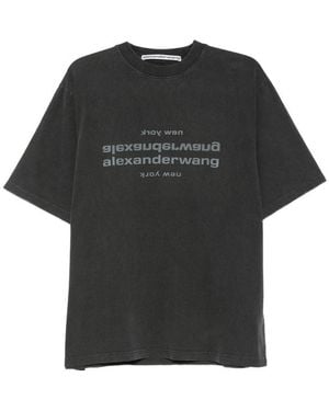 Alexander Wang Logo-Print Cotton T-Shirt - Black