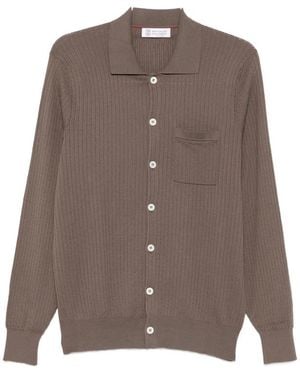 Brunello Cucinelli Ribbed-Knit Button-Up Cardigan - Brown