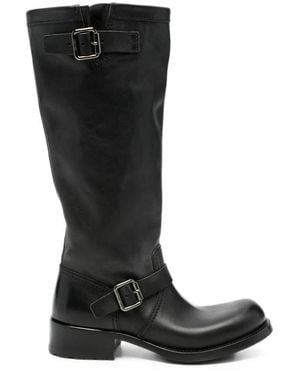 Prada Buckle-Detail Knee-High Boots - Black