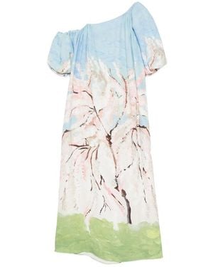 Stine Goya Cherry-Blossom-Print Maxi Dress - Blue