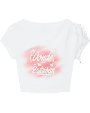 Donde Esteban Bazurto Spray Crop Top - Pink