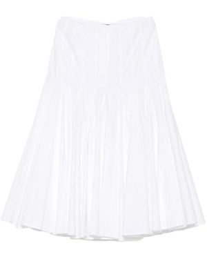 Jacquemus Pleated A-Line Midi Skirt - White