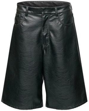 MM6 by Maison Margiela Faux-Leather Knee-Length Shorts - Gray