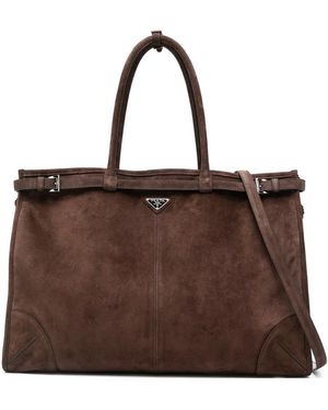 Prada Buckle-Strap Holdall - Brown