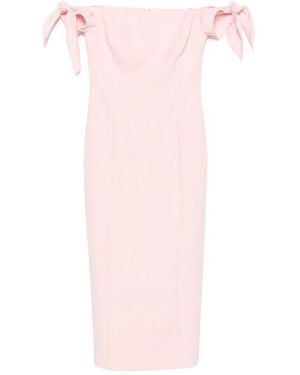 Carolina Herrera Off-Shoulder Bow-Detail Midi Dress - Pink