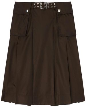Ganni Duchesse Nylon Pleated Skirt - Brown