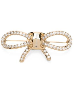 Ferragamo Vara Bow Pavé-Embellished Brooch - Metallic