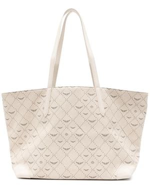 Zadig & Voltaire Perforated Logo-Monogram Tote Bag - Natural