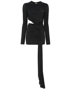 Amazuìn Cut-Out Draped-Detail Mini Dress - Black