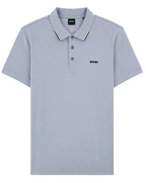 BOSS Monogram-Pattern Polo Shirt - Blue