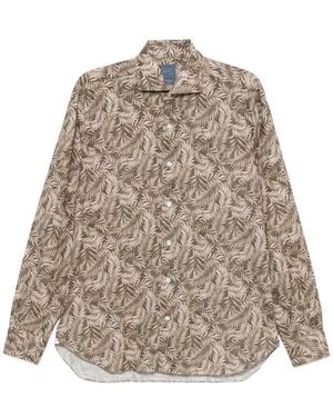 Barba Napoli Leaf-Print Shirt - Natural