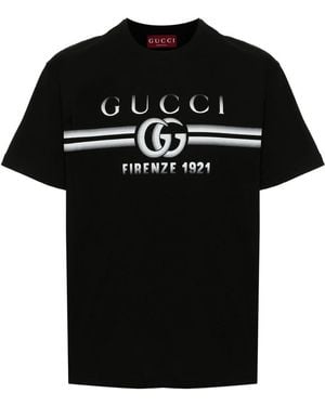 Gucci Gg Logo-Print Cotton T-Shirt - Black