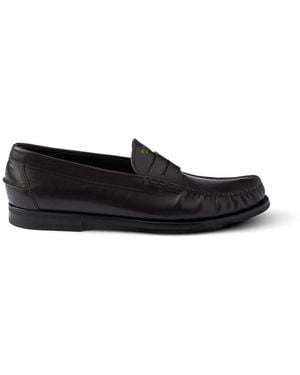 Prada Antiqued Leather Loafers - Black