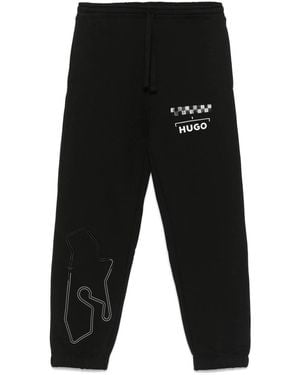 HUGO Logo-Print Track Trousers - Black