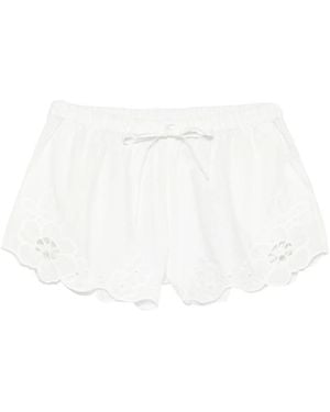 SIR. Klara Broderie-Anglaise Drawstring Shorts - White
