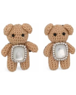 YVMIN Woven Mini Bear Mother-Of-Pearl Earrings - Natural