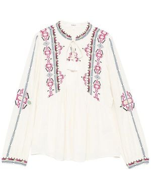 Ba&sh Embroidered Tassel Blouse - White