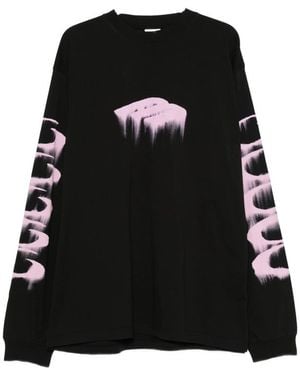 Balenciaga Graphic-Print Long-Sleeve T-Shirt - Black