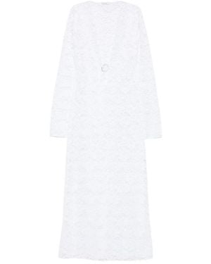 Oséree Lace-Embellished V-Neck Maxi Dress - White
