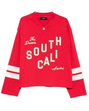 Amiri Graphic-Print V-Neck Jumper - Red