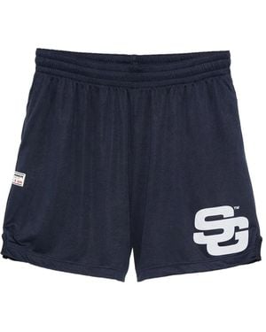 SUMMER GAMES Logo-Print Mesh Shorts - Blue