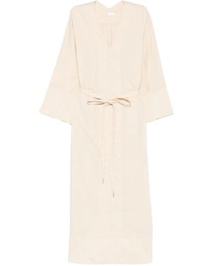 Panicale V-Neck Belt Midi Dress - Natural