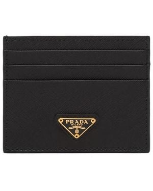 Prada Logo-Plaque Card Holder - Black