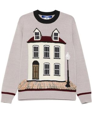 Junya Watanabe House-Graphic Crew-Neck Jumper - White