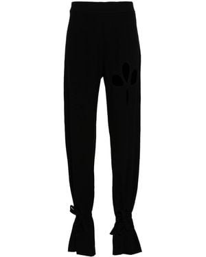 Nafsika Skourti Lotus High-Waist Straight-Leg Trousers - Black