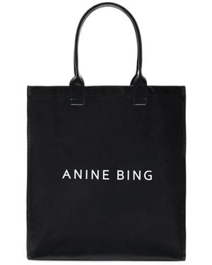 Anine Bing Leonie Coated Canvas Tote - Black