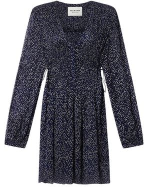Isabel Marant Lorieana Polka-Dot Mini Dress - Blue