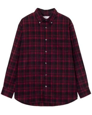 DUNST Check-Pattern Shirt - Purple