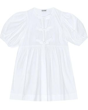 Ganni Organic Cotton Mini Dress - White