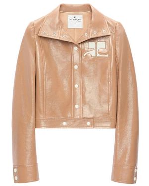 Courreges Reedition Vinyl Cropped Jacket - Natural