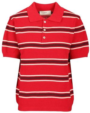 DUNST Striped Polo Shirt - Red