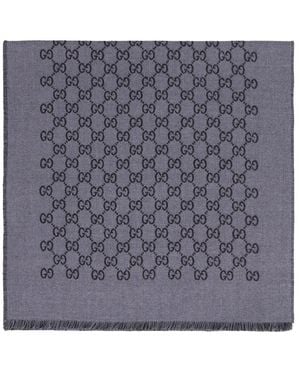 Gucci Gg Supreme Jacquard Scarf - Grey
