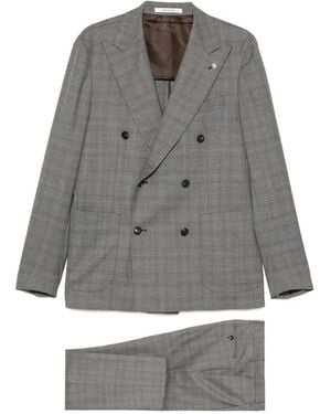 Tagliatore Double-Breasted Checked Suit - Grey