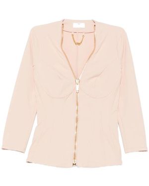 Elisabetta Franchi Corset-Style Zip-Up Jacket - Natural