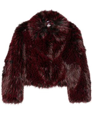 Diane von Furstenberg Kaz Faux-Fur Cropped Jacket - Red