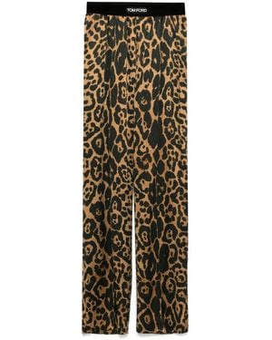 Tom Ford Leopard-Print Trousers - Brown