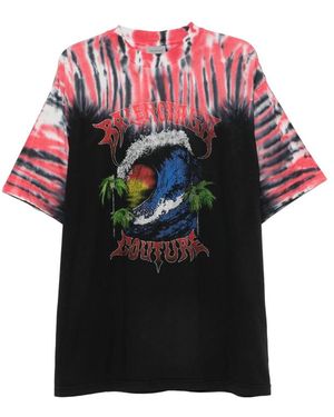 Balenciaga Tie-Dye Graphic-Print T-Shirt - Grey