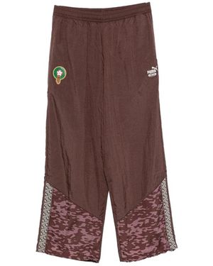 PUMA King Logo-Print Track Pants - Brown