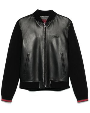 Gucci Leather Bomber Jacket - Black