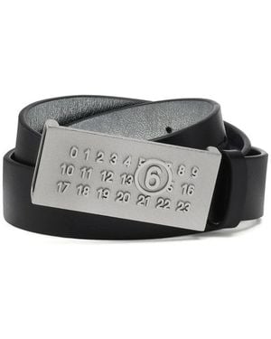 MM6 by Maison Margiela Numeric Buckle Leather Belt - Grey