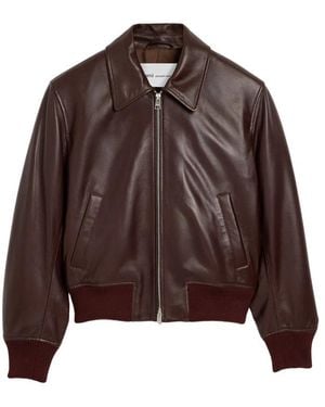 Ami Paris Lamb-Leather Zipped Jacket - Brown